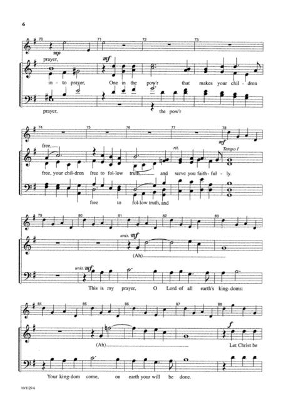 Prayer for Unity Prayer for Unity 4-Part scores gallery preview page 6