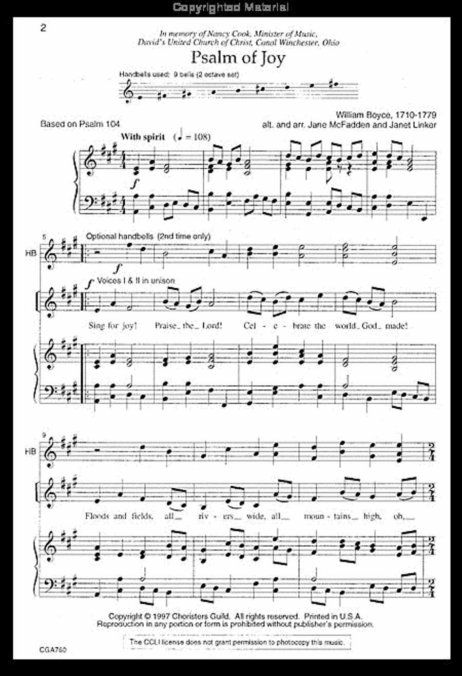 Psalm of Joy Unison Choir scores gallery preview page 2