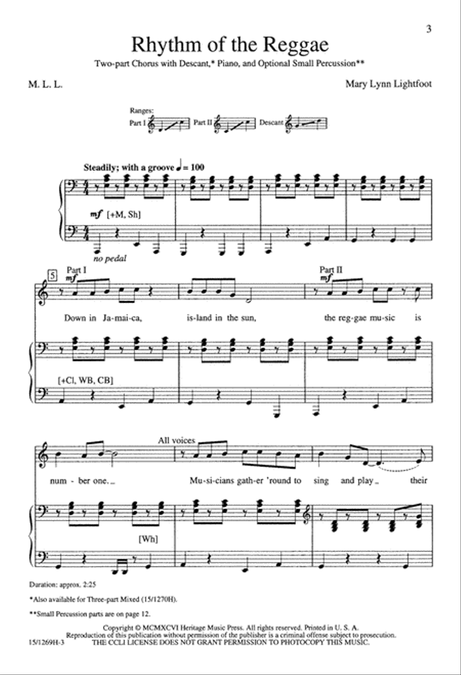 Rhythm of the Reggae Rhythm of the Reggae 3-Part scores gallery preview page 4