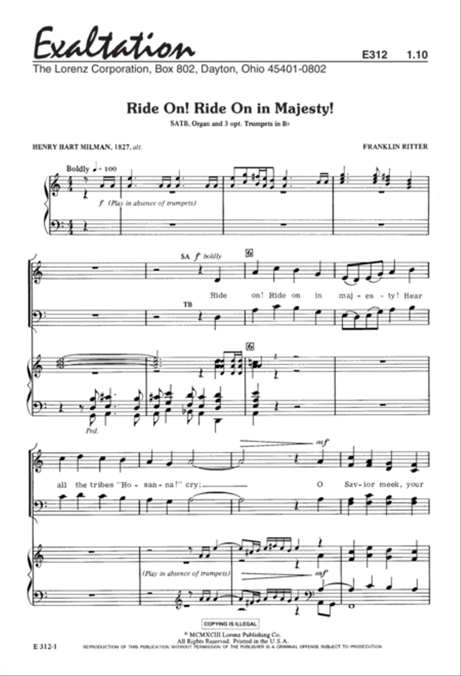 Ride on, Ride on in Majesty 4-Part scores gallery preview page 2