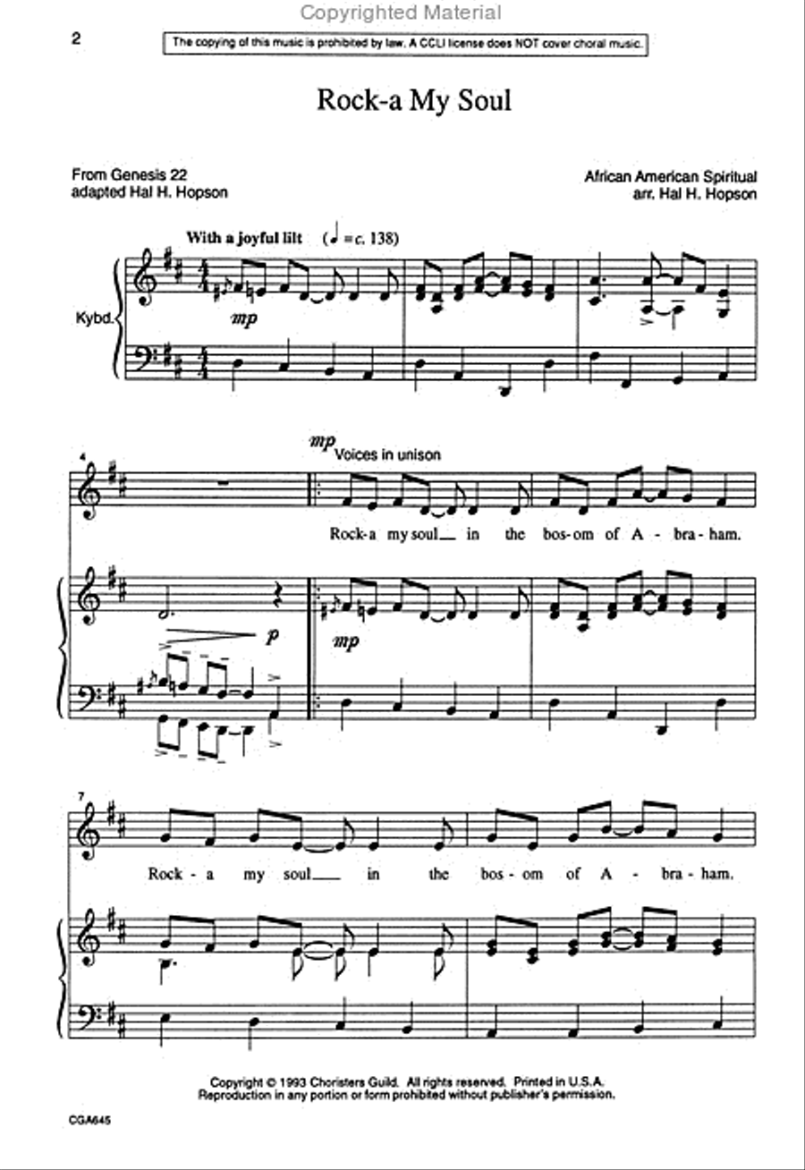 Rock-a My Soul Unison Choir scores gallery preview page 2