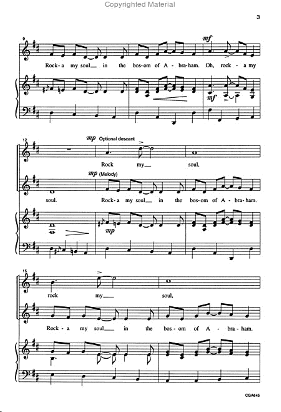 Rock-a My Soul Unison Choir scores gallery preview page 3