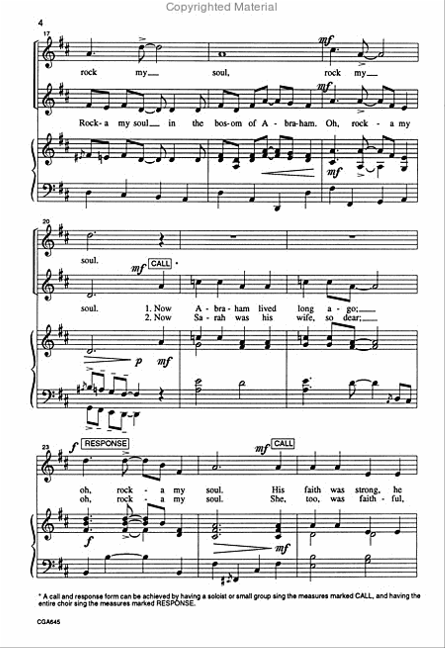 Rock-a My Soul Unison Choir scores gallery preview page 4