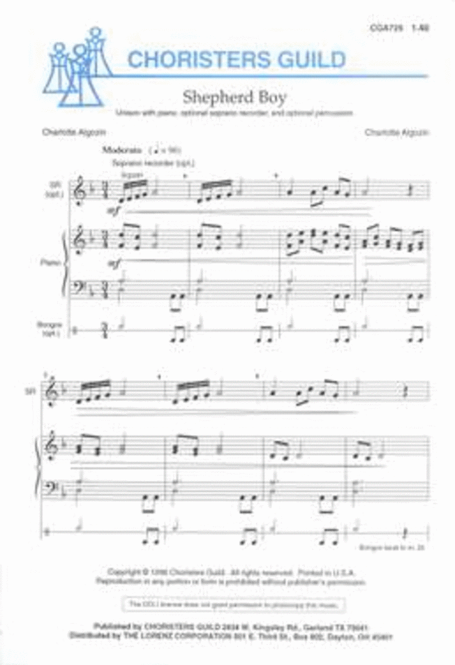 Shepherd Boy Unison Choir scores gallery preview page 1