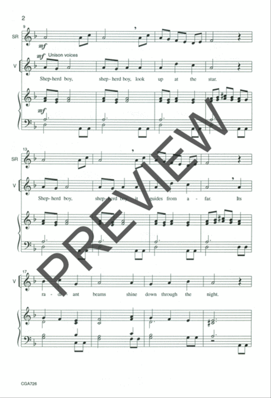 Shepherd Boy Unison Choir scores gallery preview page 3