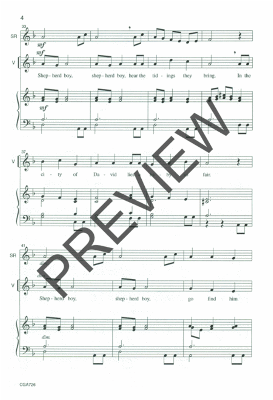 Shepherd Boy Unison Choir scores gallery preview page 5
