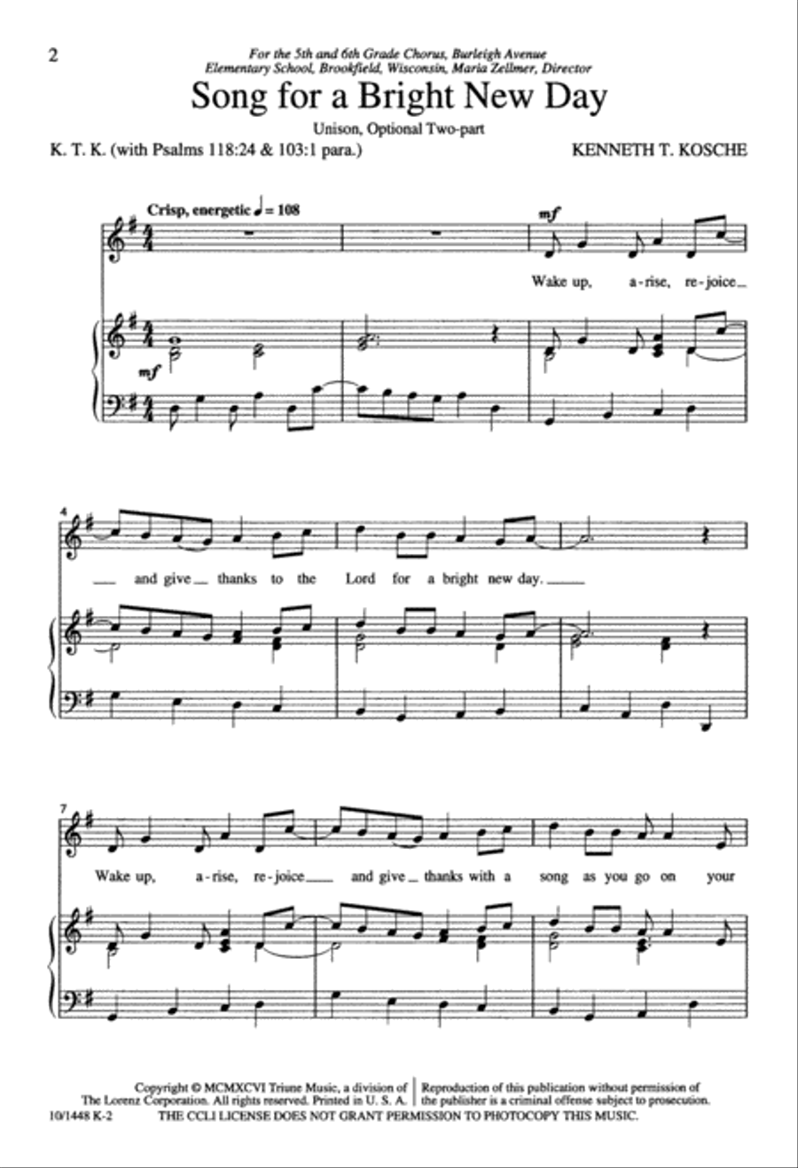 Song for a Bright New Day Unison Choir scores gallery preview page 3