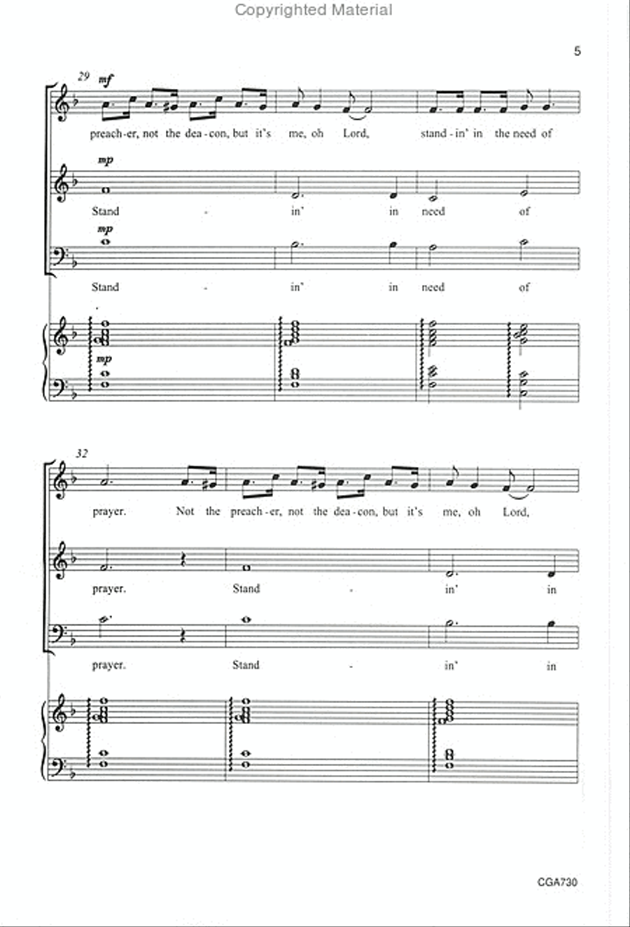 Standin' in the Need of Prayer 3-Part scores gallery preview page 5