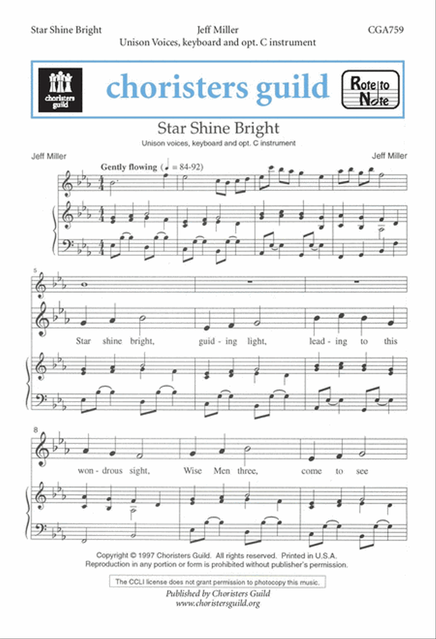Star, Shine Bright Unison Choir scores gallery preview page 1
