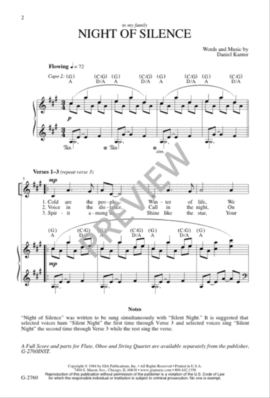 Night of Silence – Unison edition Unison Choir scores gallery preview page 3