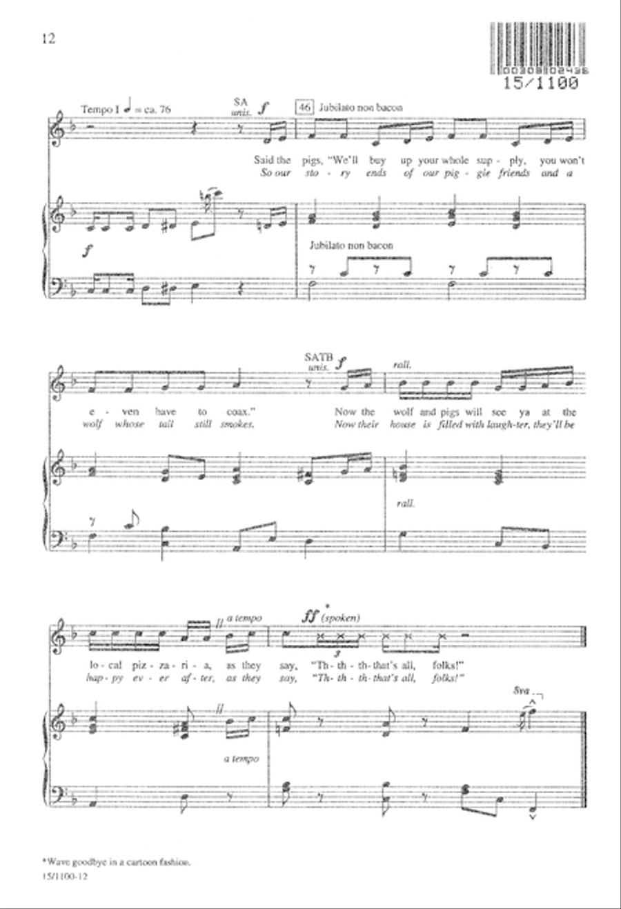 Three Little Pigs: A Howling Success Story 4-Part scores gallery preview page 13
