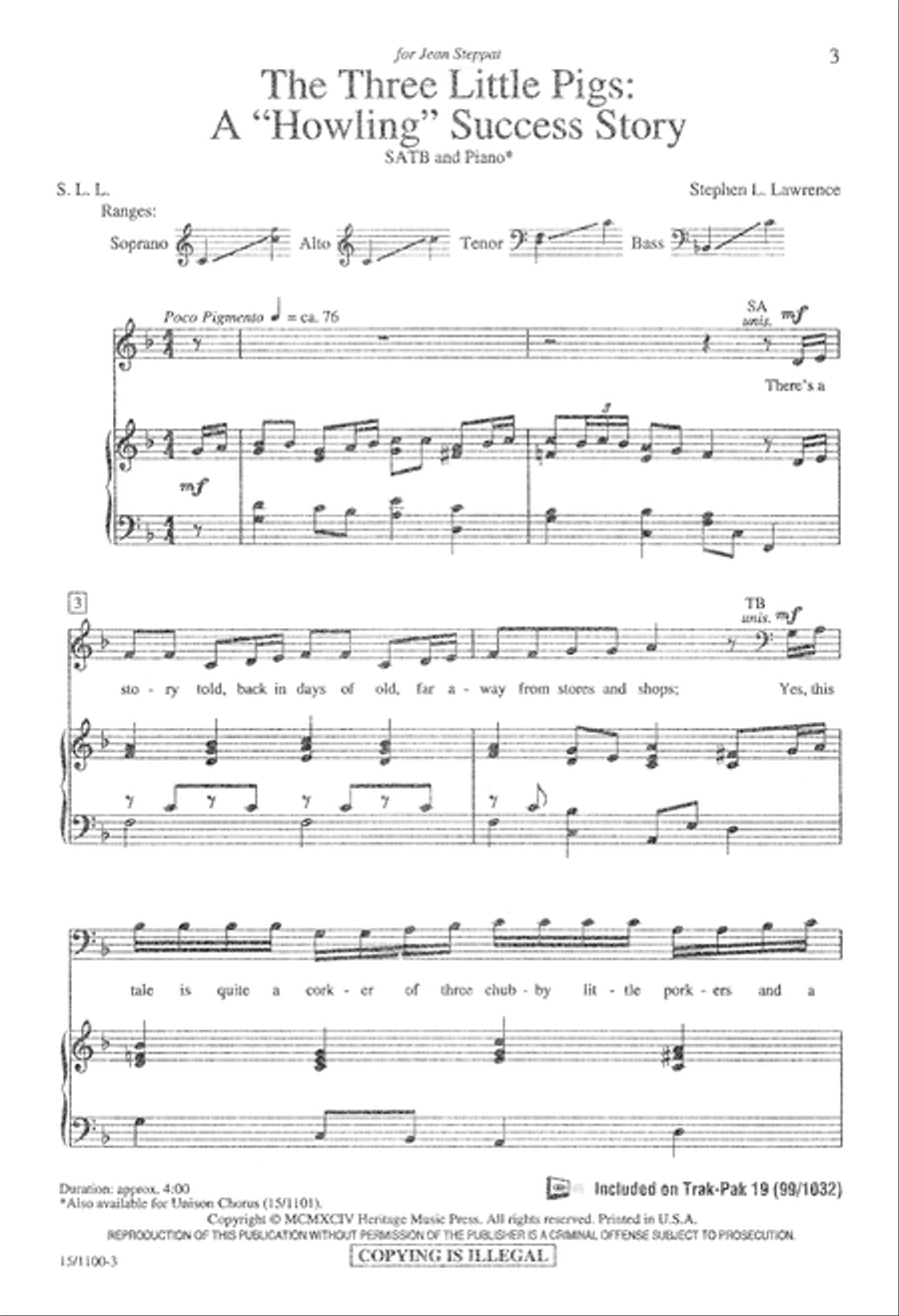Three Little Pigs: A Howling Success Story 4-Part scores gallery preview page 4