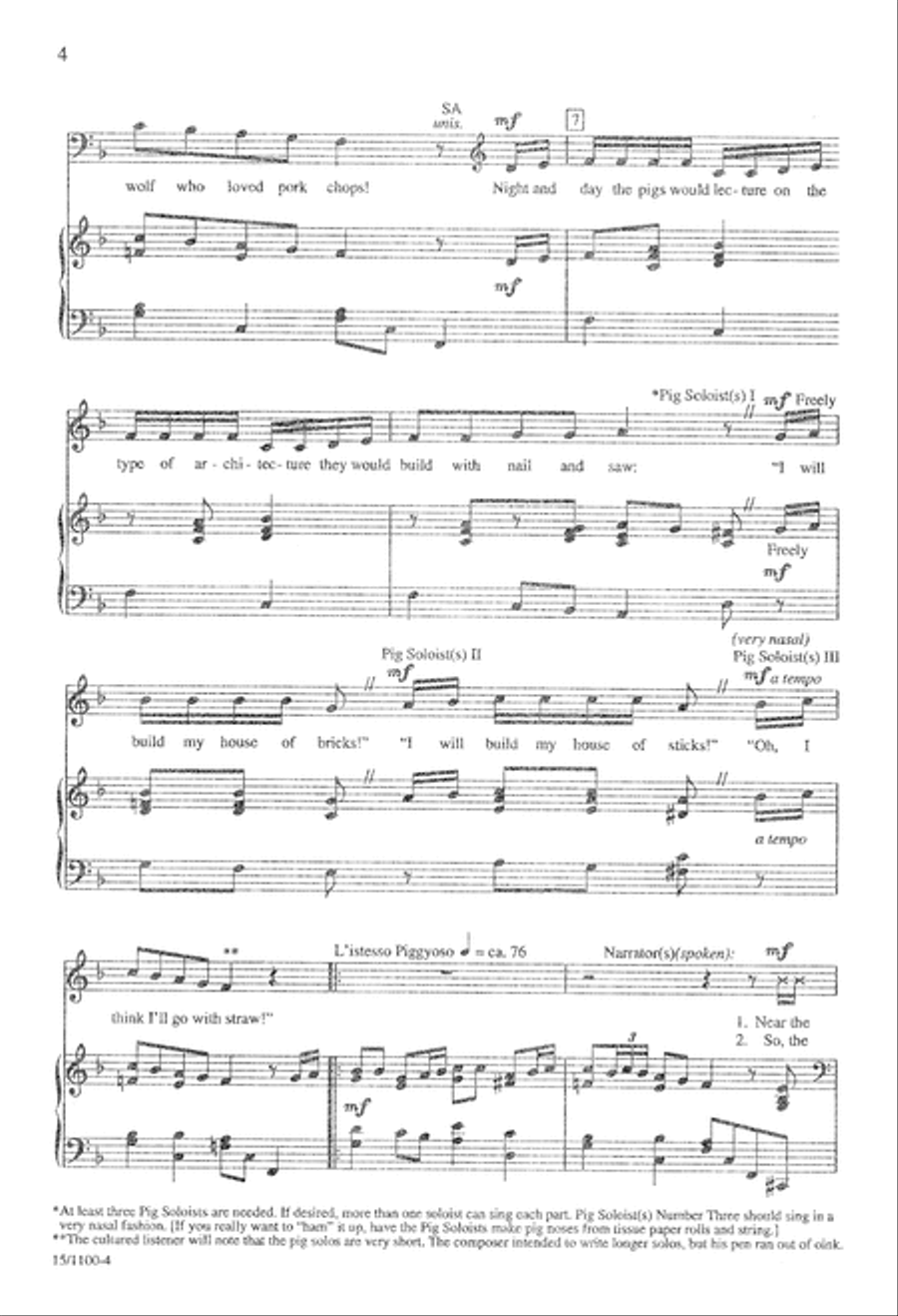 Three Little Pigs: A Howling Success Story 4-Part scores gallery preview page 5
