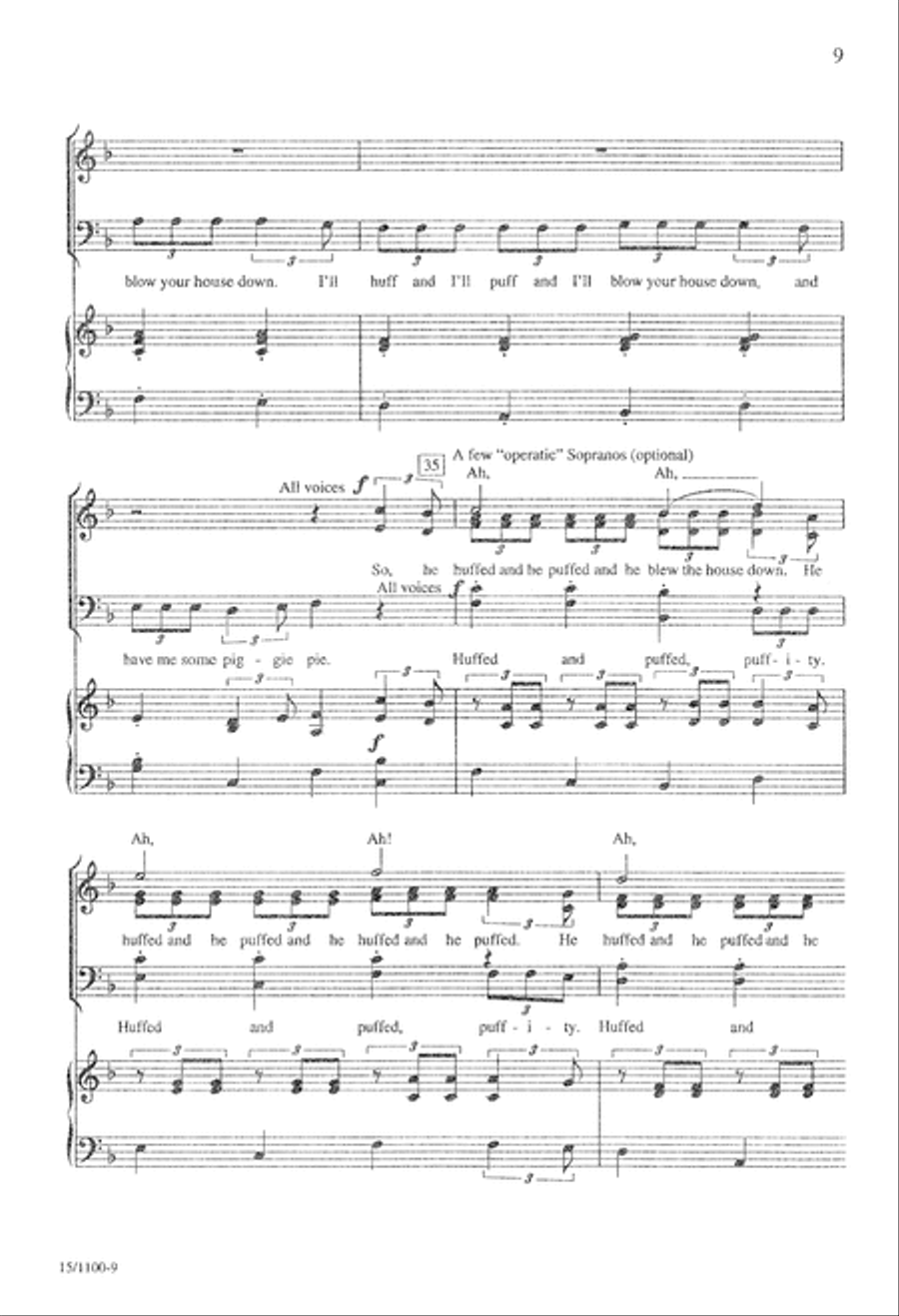 Three Little Pigs: A Howling Success Story 4-Part scores gallery preview page 10