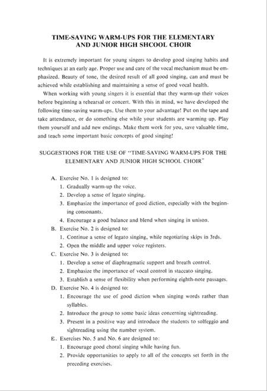 Time-Saving Warm-Ups for Elementary & Jr High School Choir Unison Choir scores gallery preview page 2