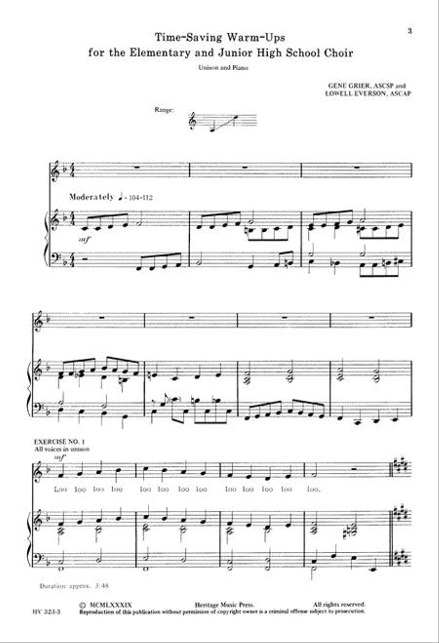Time-Saving Warm-Ups for Elementary & Jr High School Choir Unison Choir scores gallery preview page 3