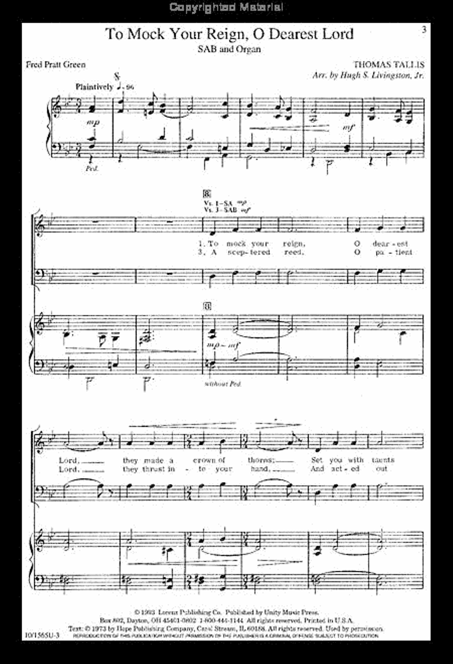 To Mock Your Reign, O Dearest Lord 3-Part scores gallery preview page 2