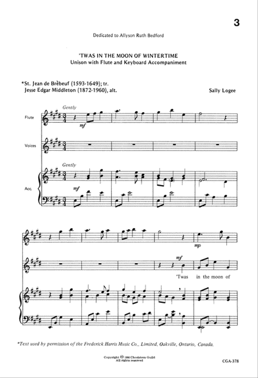 'Twas in the Moon of Wintertime Unison Choir scores gallery preview page 2