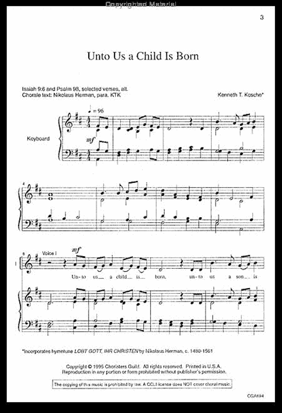 Unto Us a Child is Born 2-Part scores gallery preview page 2