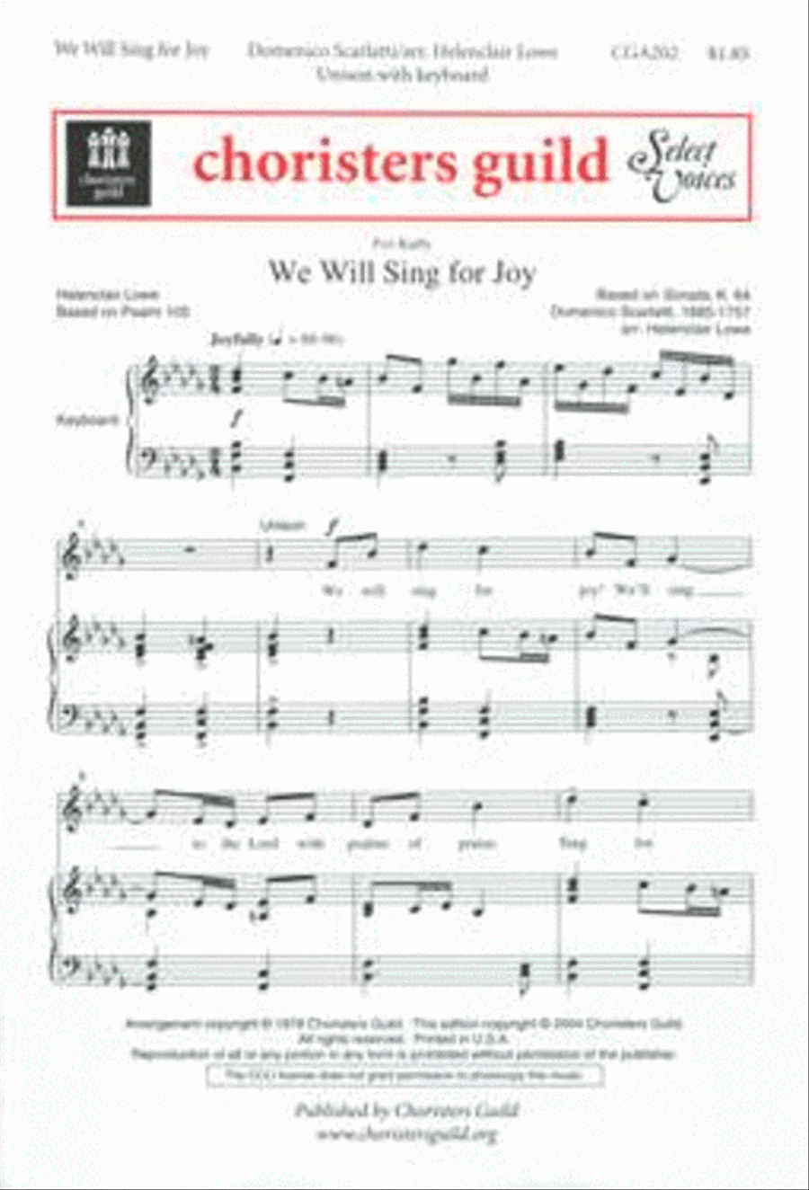We Will Sing for Joy Unison Choir scores gallery preview page 1