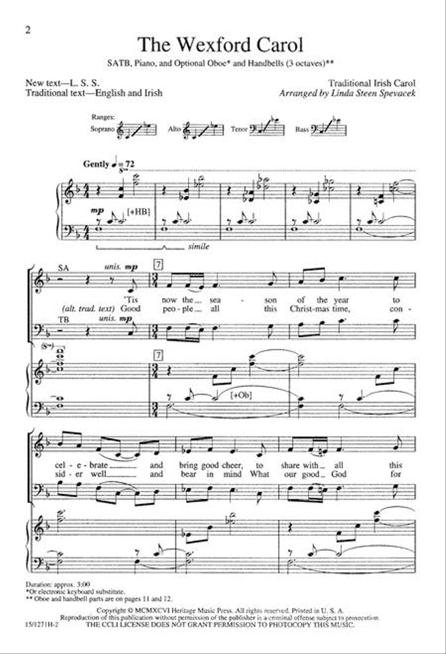 The Wexford Carol 4-Part scores gallery preview page 2