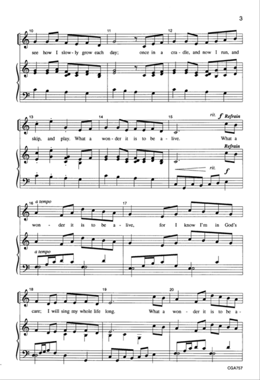 What a Wonder Unison Choir scores gallery preview page 3