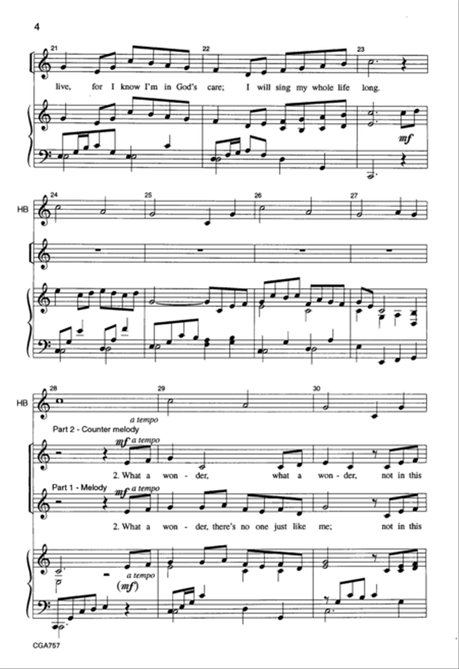 What a Wonder Unison Choir scores gallery preview page 4