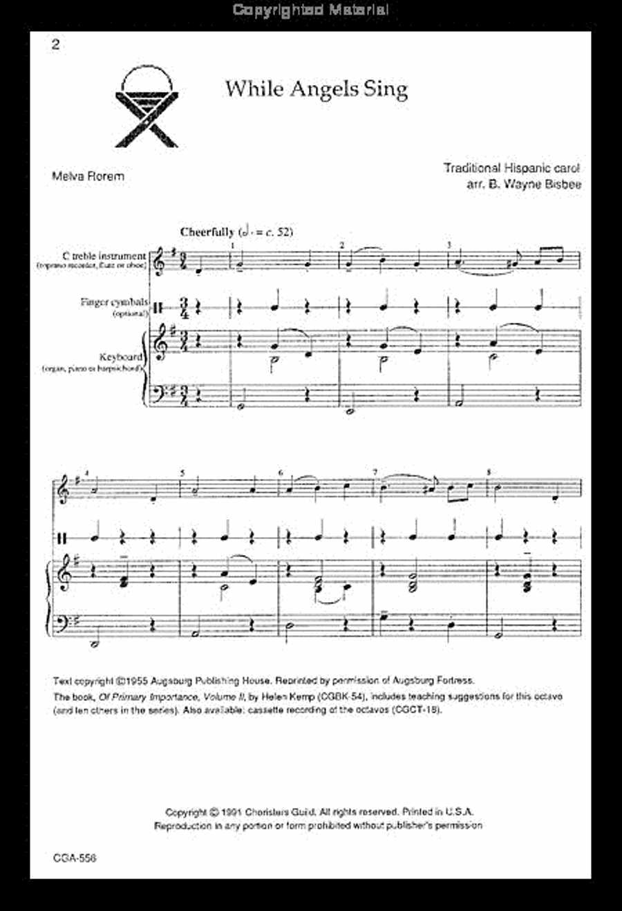 While Angels Sing Unison Choir scores gallery preview page 2