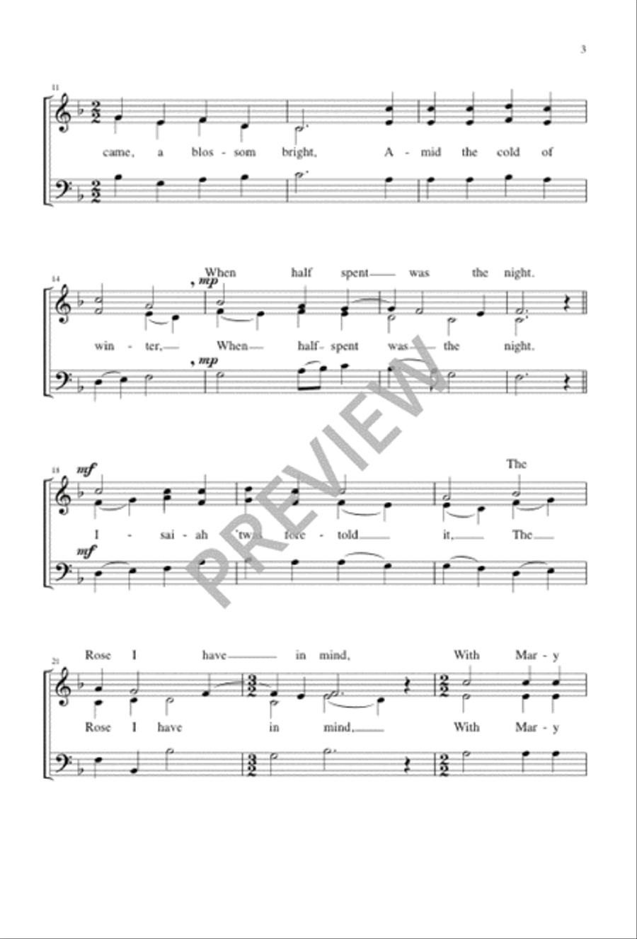 Lo, How a Rose E'er Blooming 3-Part scores gallery preview page 4