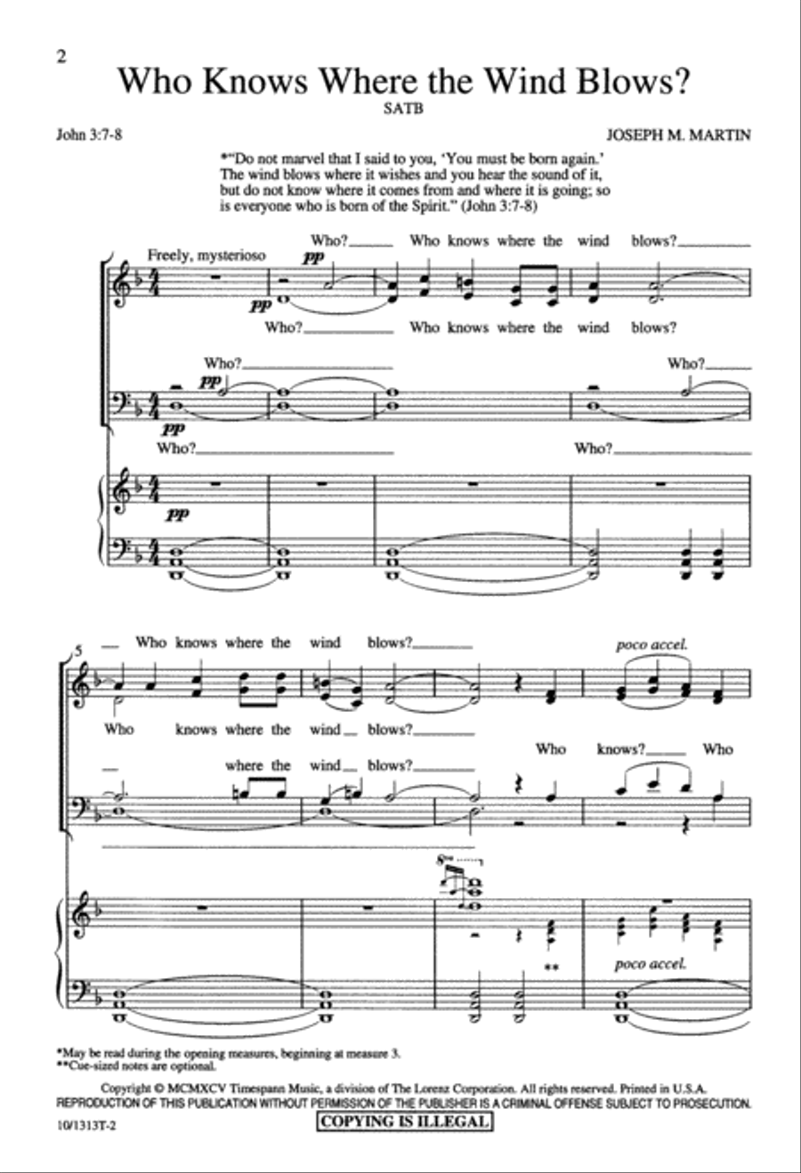 Who Knows Where the Wind Blows? 4-Part scores gallery preview page 3