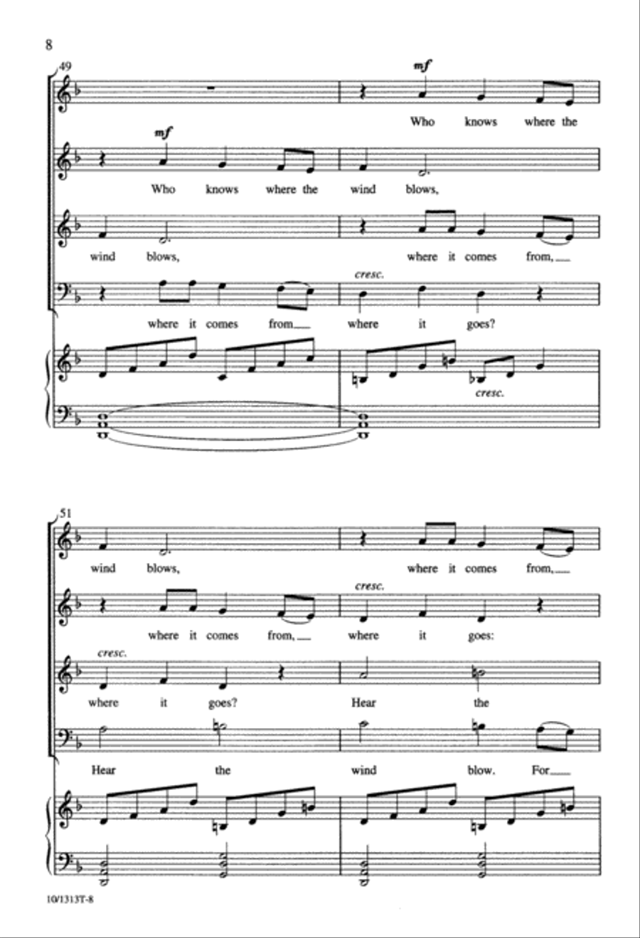 Who Knows Where the Wind Blows? 4-Part scores gallery preview page 9