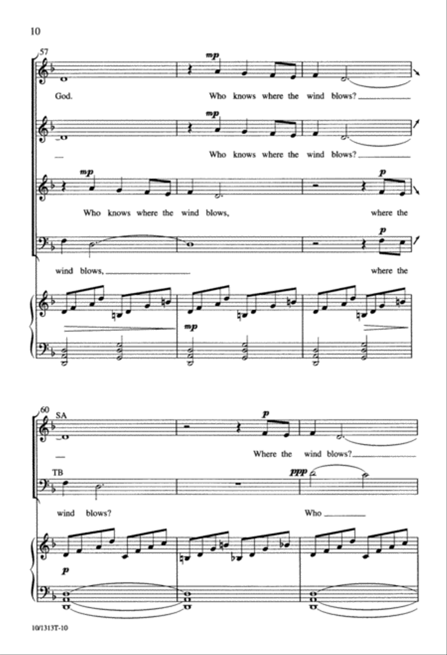 Who Knows Where the Wind Blows? 4-Part scores gallery preview page 11