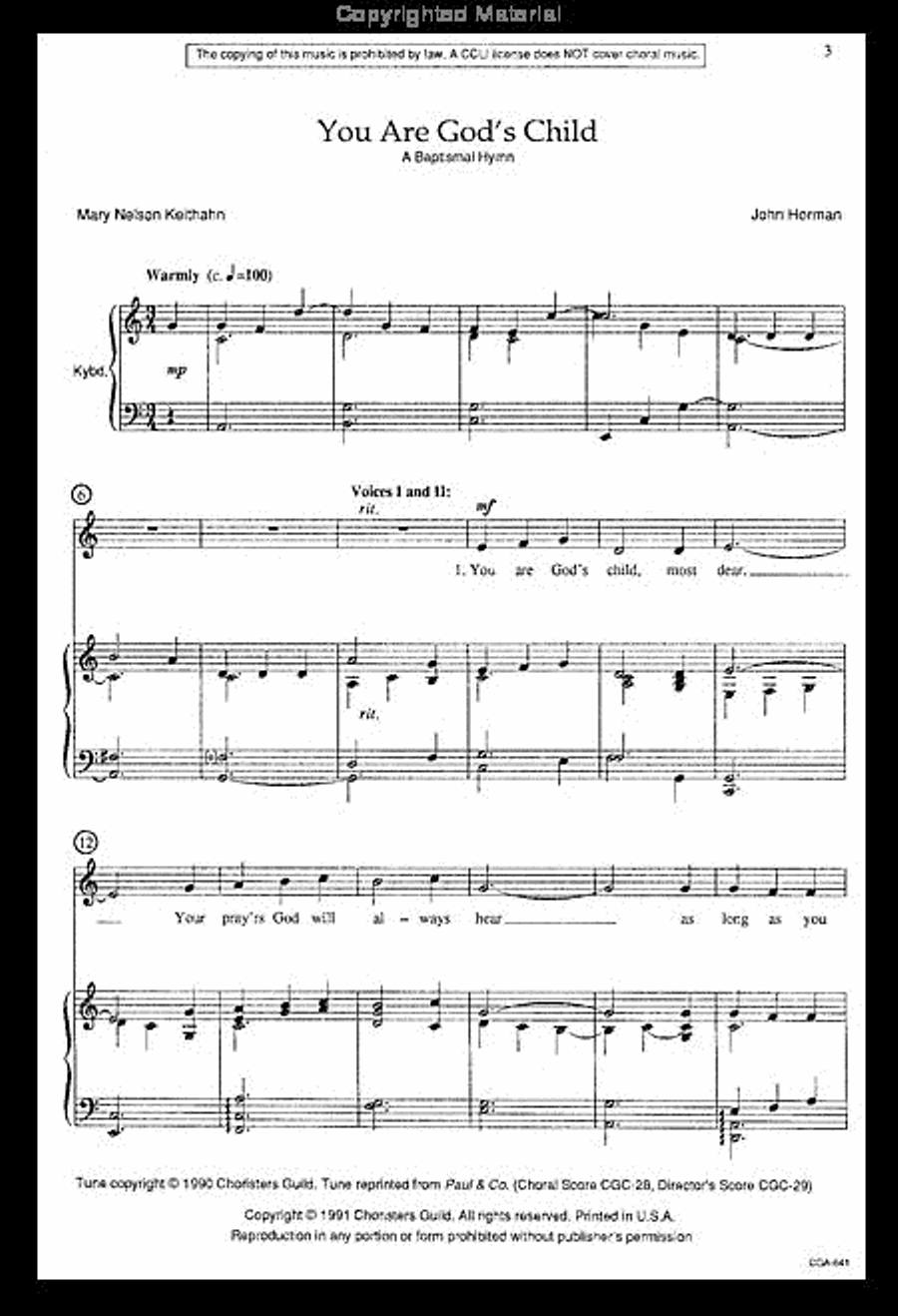 You Are God's Child Unison Choir scores gallery preview page 2