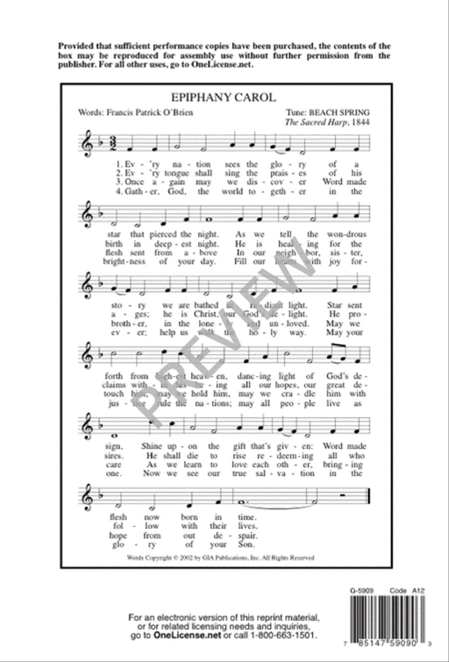 Epiphany Carol Epiphany Carol 4-Part scores gallery preview page 12
