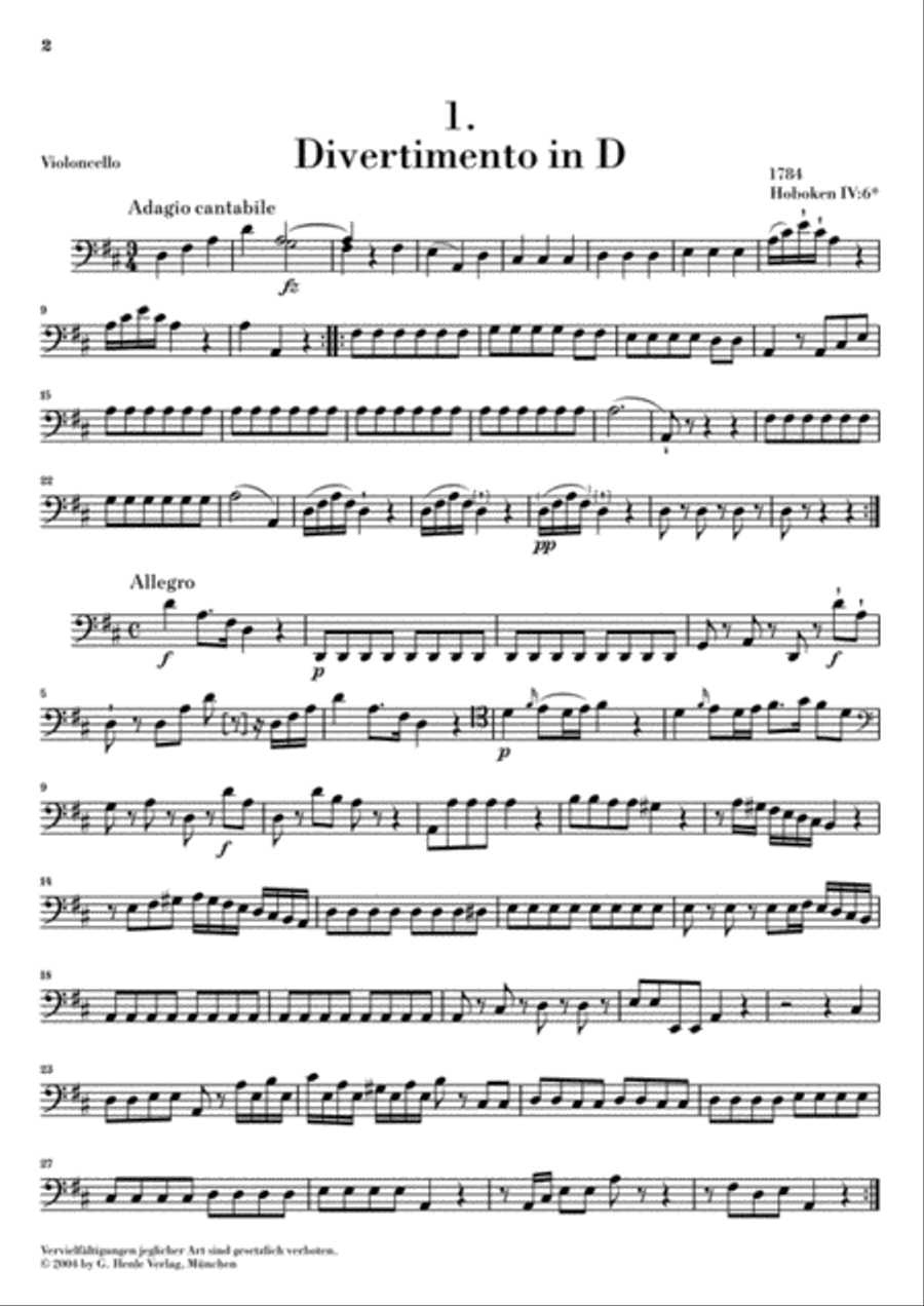 6 Divertimenti Hob.IV:6-11 Cello scores gallery preview page 4