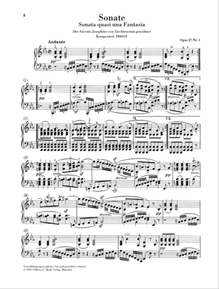 Piano Sonata No. 13 in E Flat Major Op. 27, No. 1 Piano Solo scores gallery preview page 2
