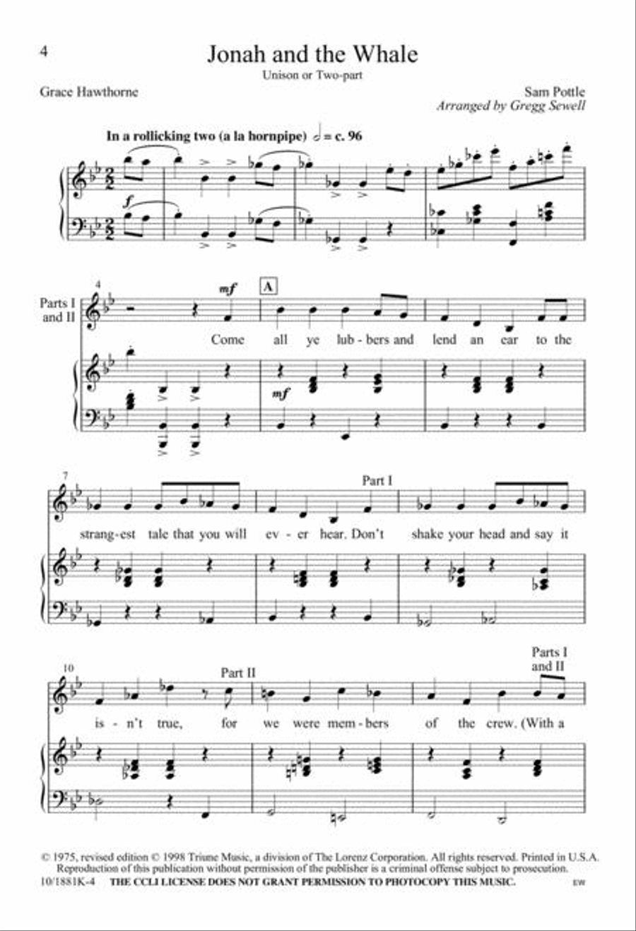 Five-Minute Musicals: Jonah and the Whale Unison Choir scores gallery preview page 4