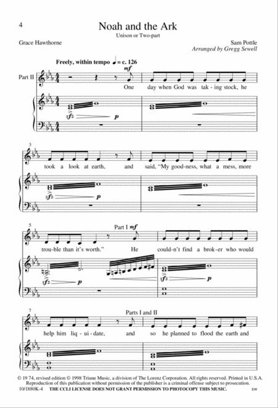 Five-Minute Musicals: Noah and the Ark Unison Choir scores gallery preview page 4
