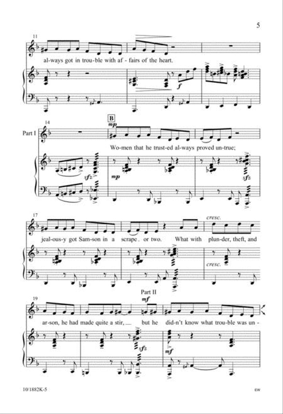 Five-Minute Musicals: Samson and Delilah Unison Choir scores gallery preview page 5