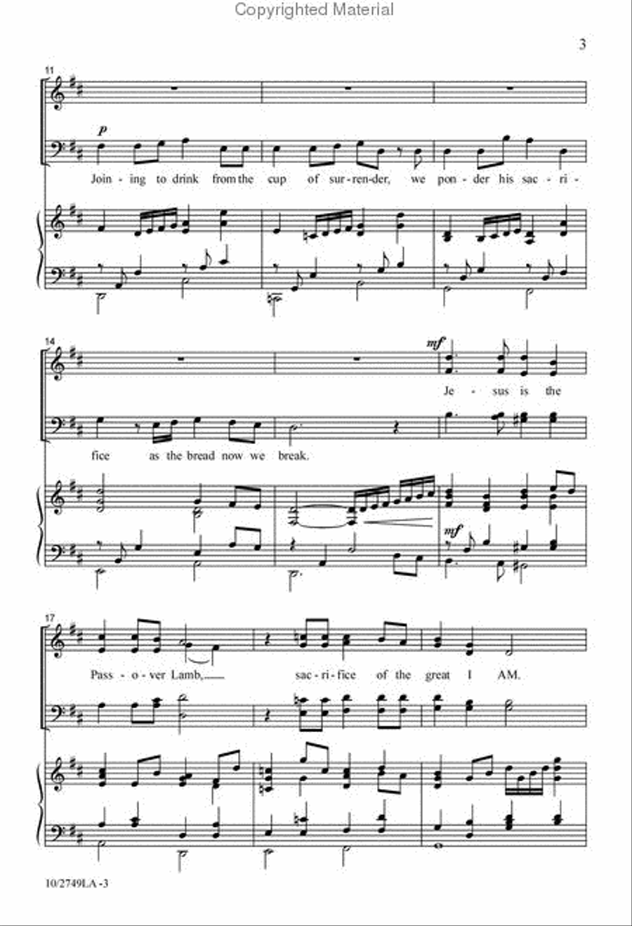 Come, Celebrate the Passover Lamb 4-Part scores gallery preview page 3
