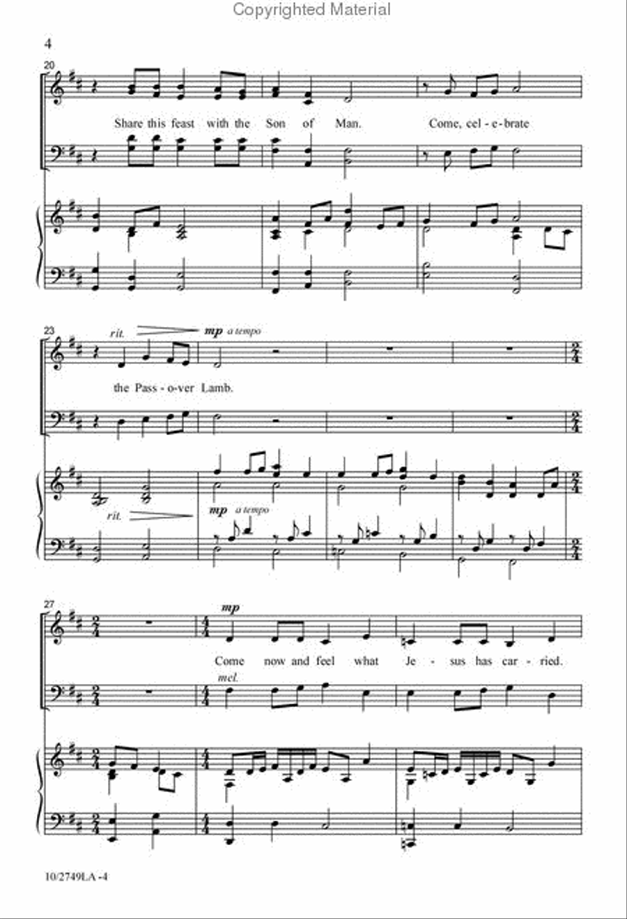 Come, Celebrate the Passover Lamb 4-Part scores gallery preview page 4
