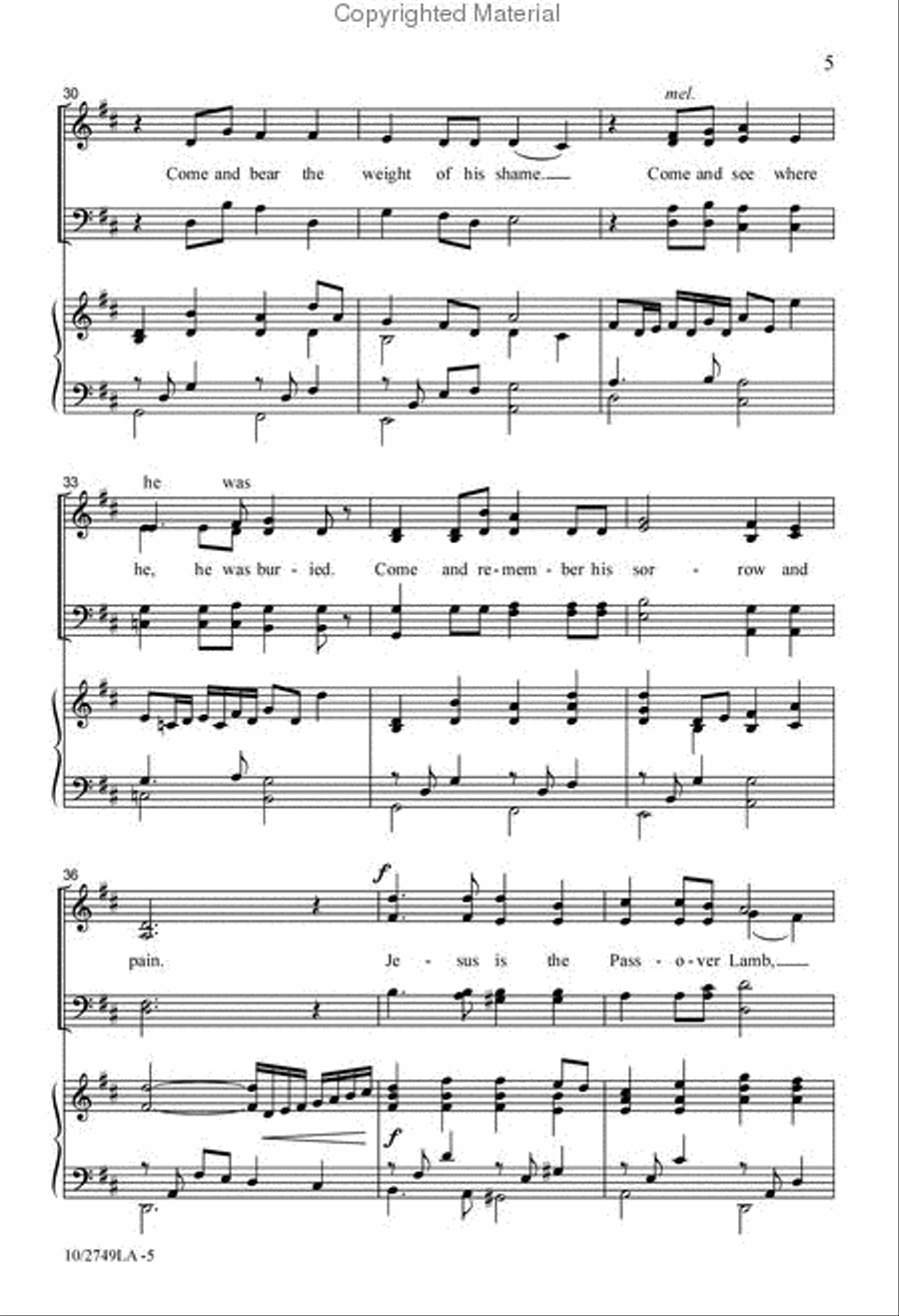 Come, Celebrate the Passover Lamb 4-Part scores gallery preview page 5