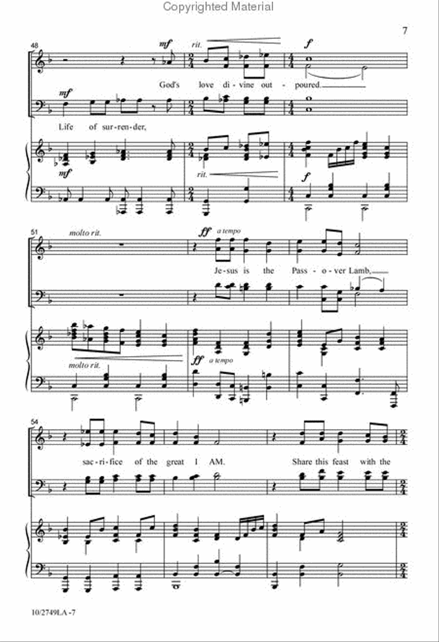 Come, Celebrate the Passover Lamb 4-Part scores gallery preview page 7
