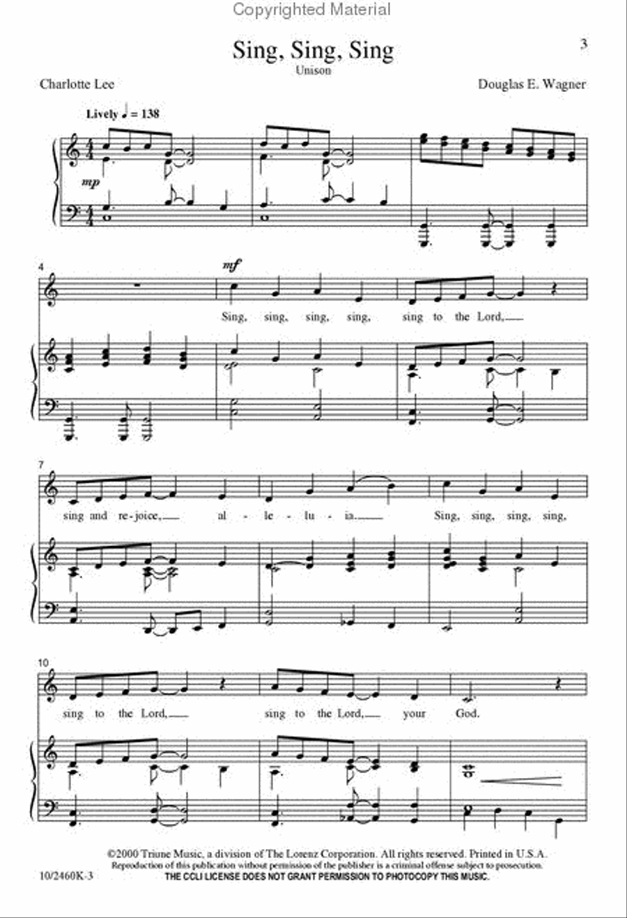 Sing, Sing, Sing Unison Choir scores gallery preview page 2