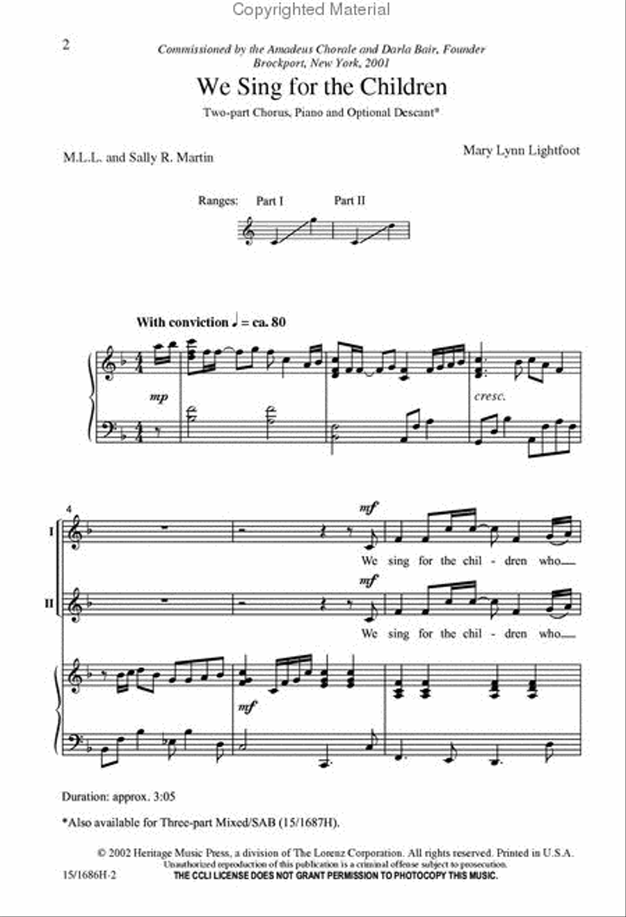 We Sing for the Children We Sing for the Children 3-Part scores gallery preview page 2