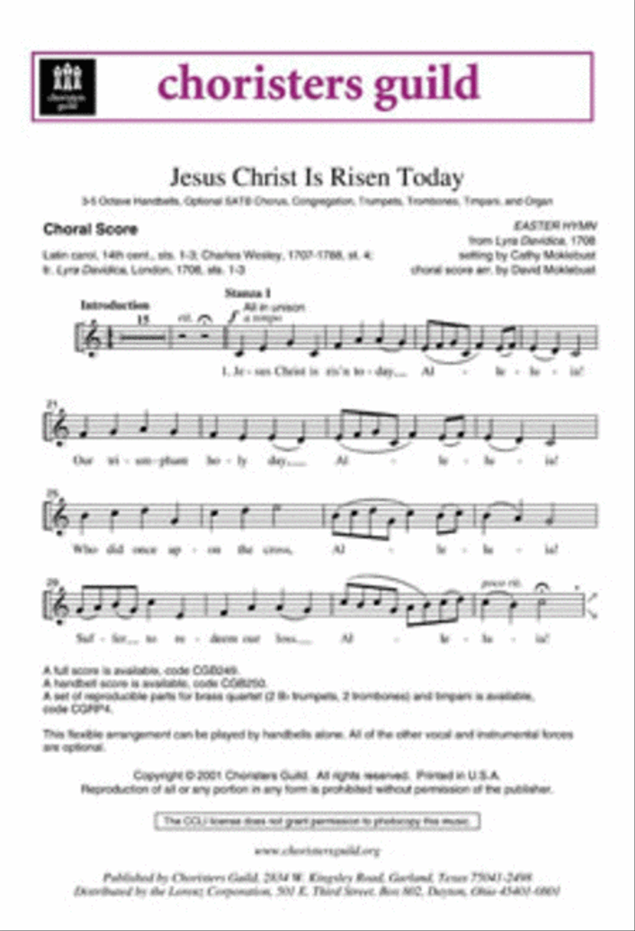 Jesus Christ Is Risen Today! 4-Part scores gallery preview page 1