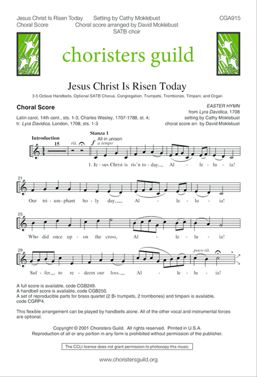 Jesus Christ Is Risen Today! 4-Part scores gallery preview page 2