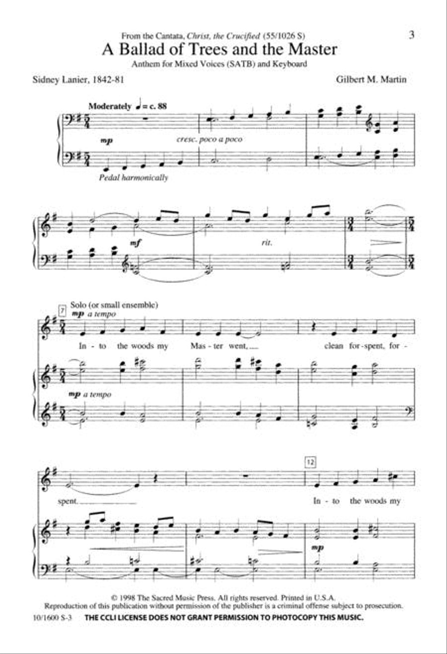 A Ballad of Trees and the Master 4-Part scores gallery preview page 2