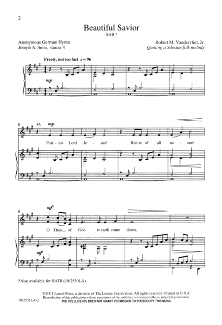 Beautiful Savior - SAB Beautiful Savior - SAB 3-Part scores gallery preview page 3