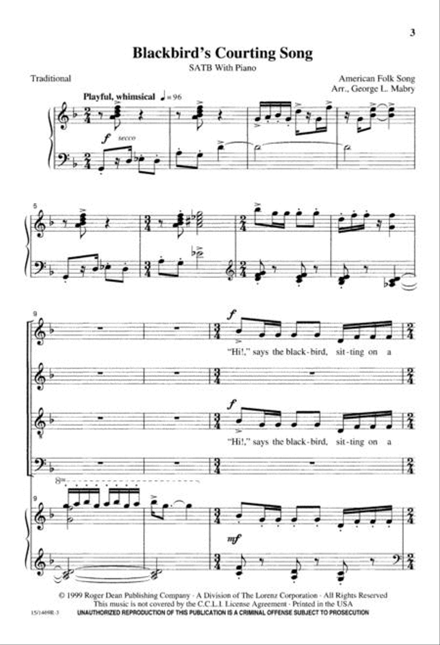 Blackbird's Courting Song 4-Part scores gallery preview page 2